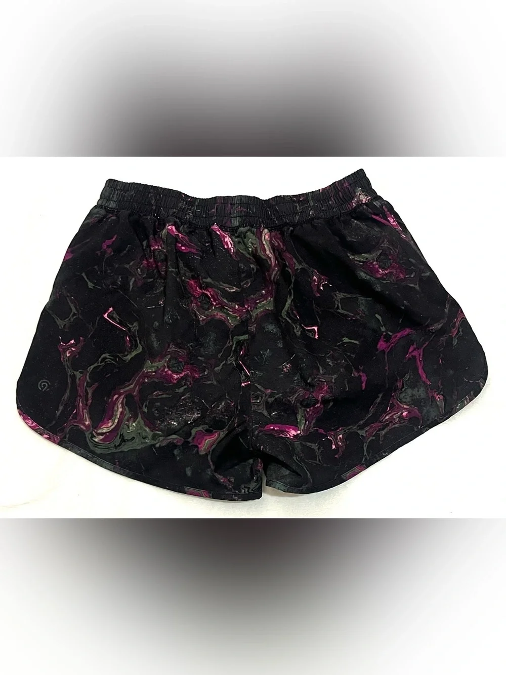Champion Women’s Black Marble Print Athletic Running Shorts with Liner Sz Small